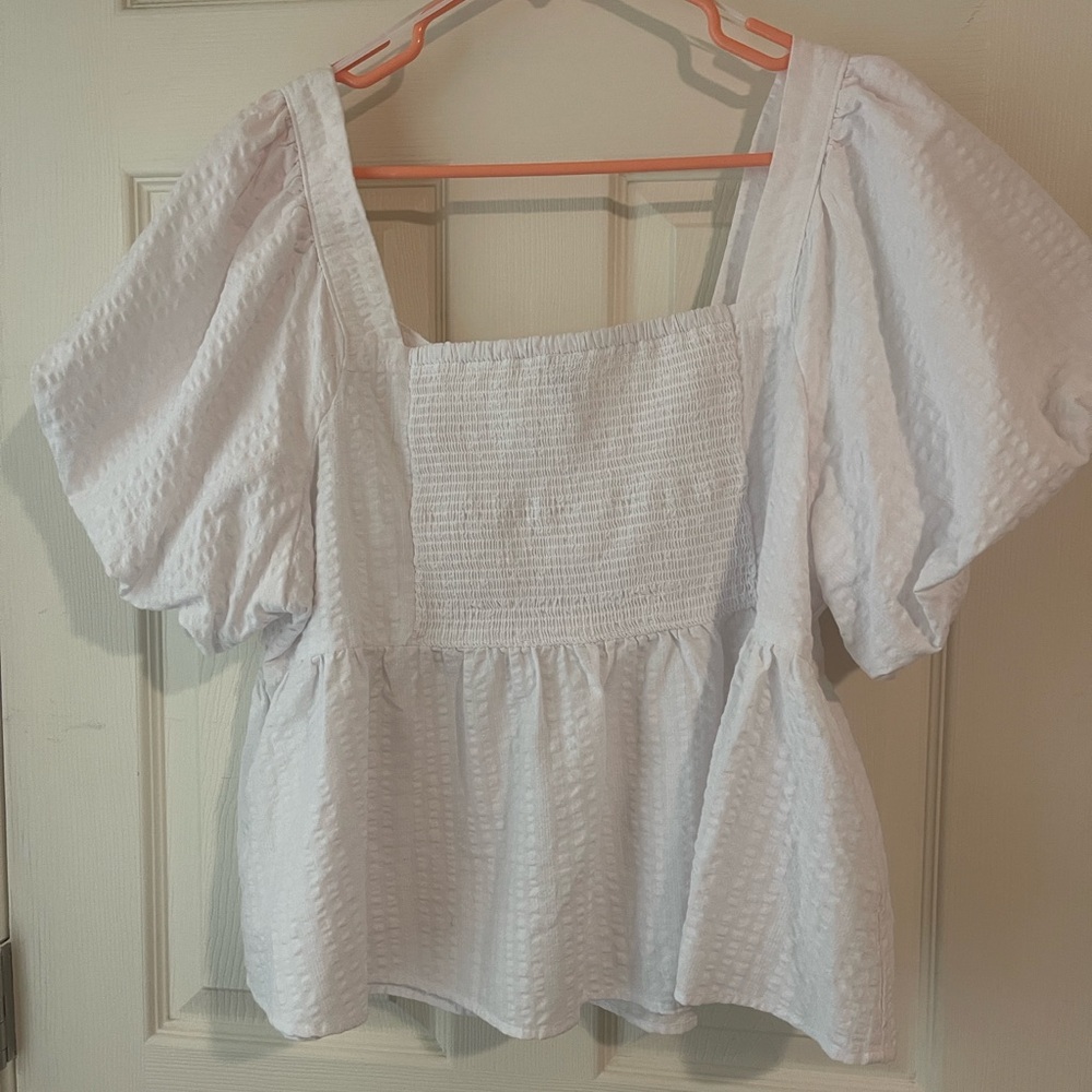 White Textured Women's Top